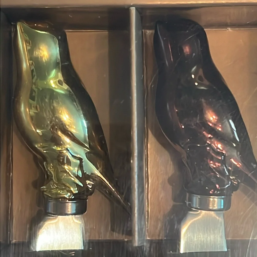 gold & bronze bird shaped hors d’oeuvre spreaders in sealed box/stainless-NWT